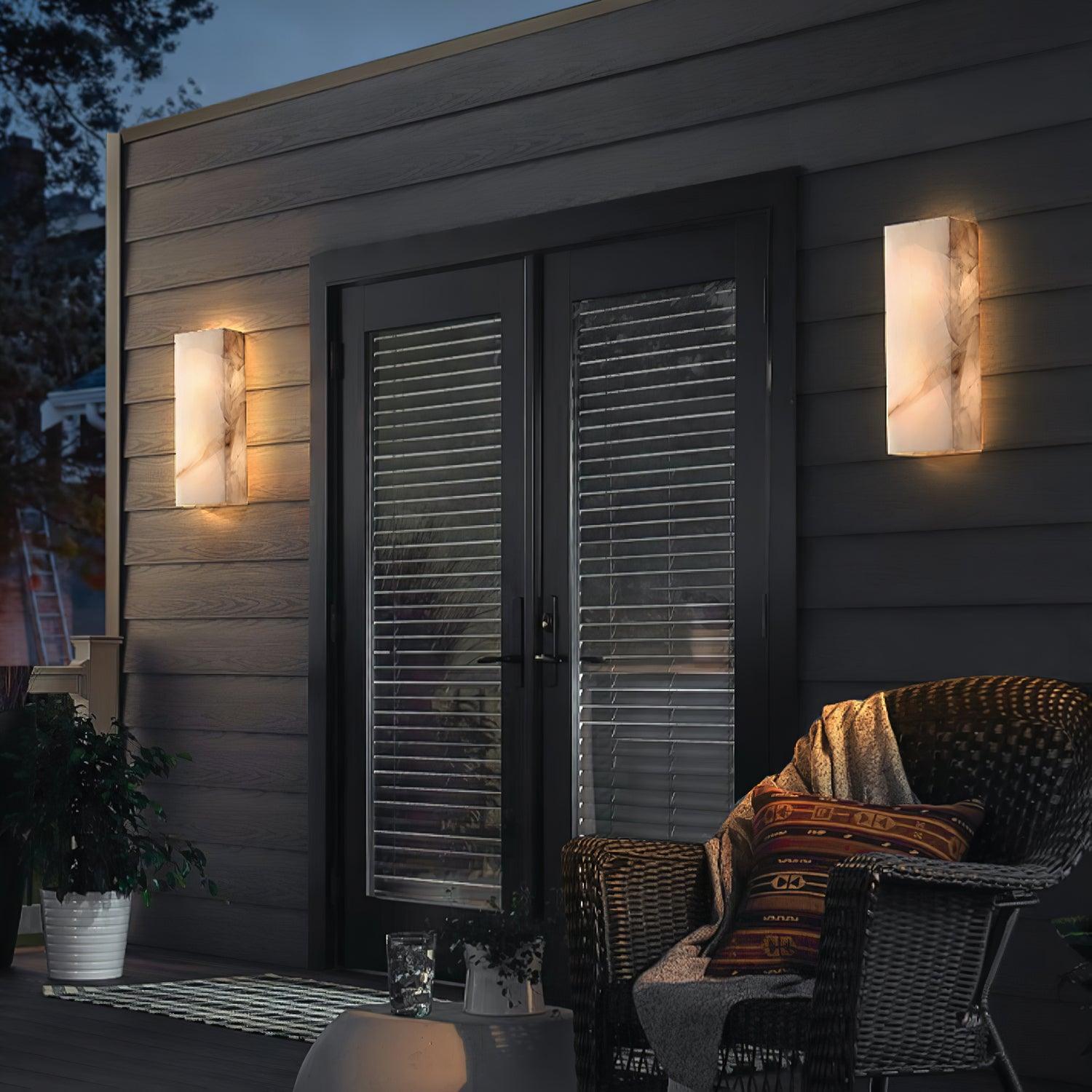 Rectangular Natural Alabaster Wall Sconce LED Light for Modern Interior and Exterior Decor