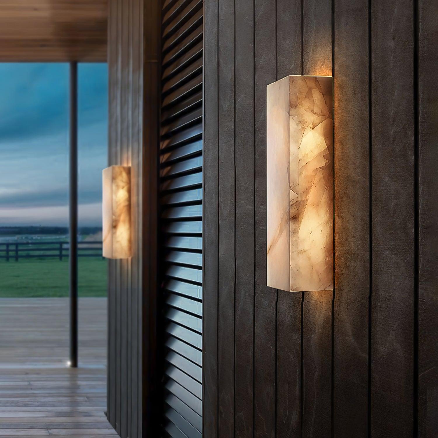 Rectangular Natural Alabaster Wall Sconce LED Light for Modern Interior and Exterior Decor