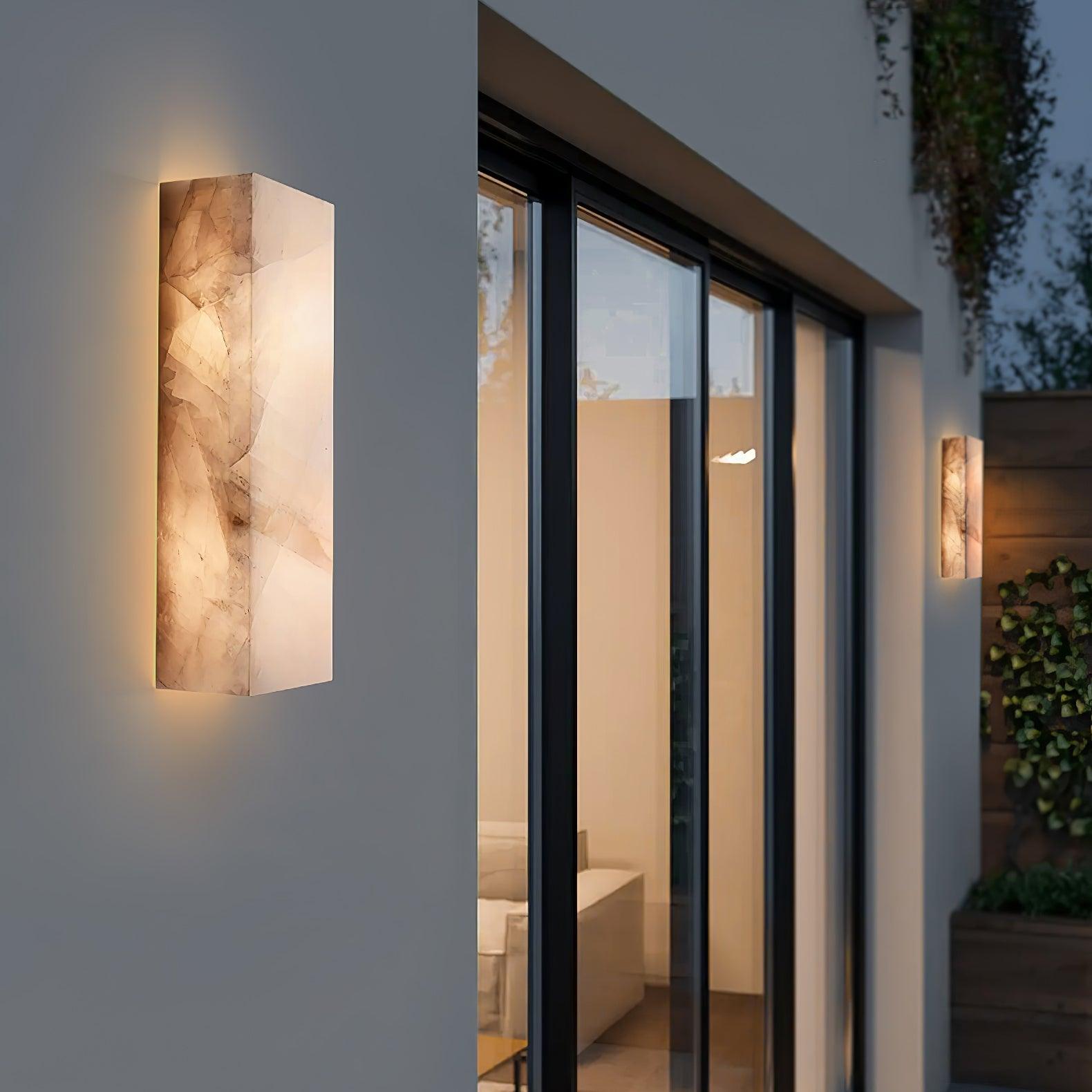 Rectangular Natural Alabaster Wall Sconce LED Light for Modern Interior and Exterior Decor