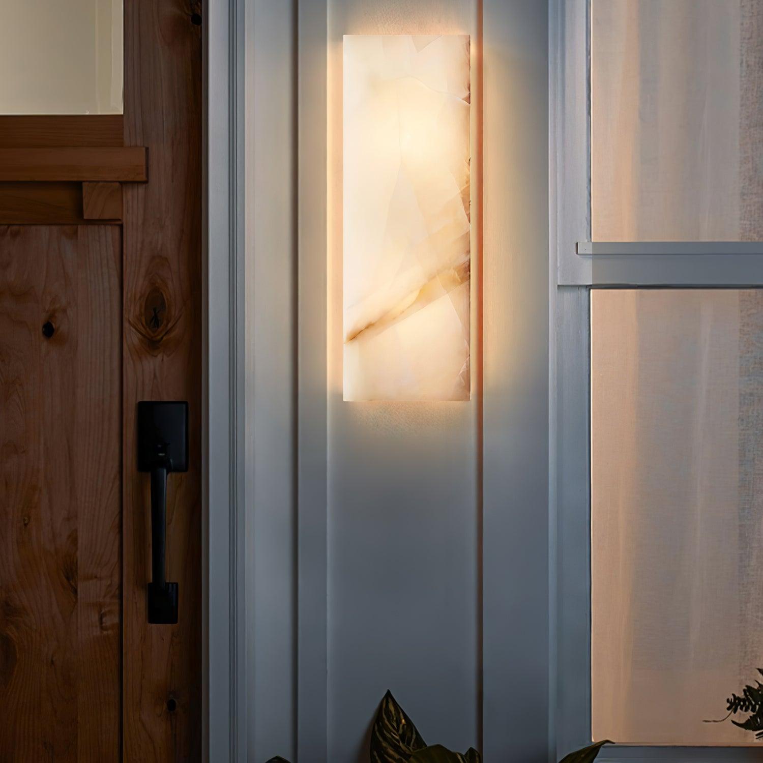 Rectangular Natural Alabaster Wall Sconce LED Light for Modern Interior and Exterior Decor
