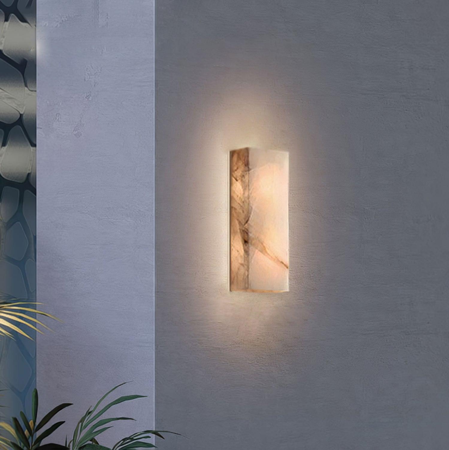 Rectangular Natural Alabaster Wall Sconce LED Light for Modern Interior and Exterior Decor