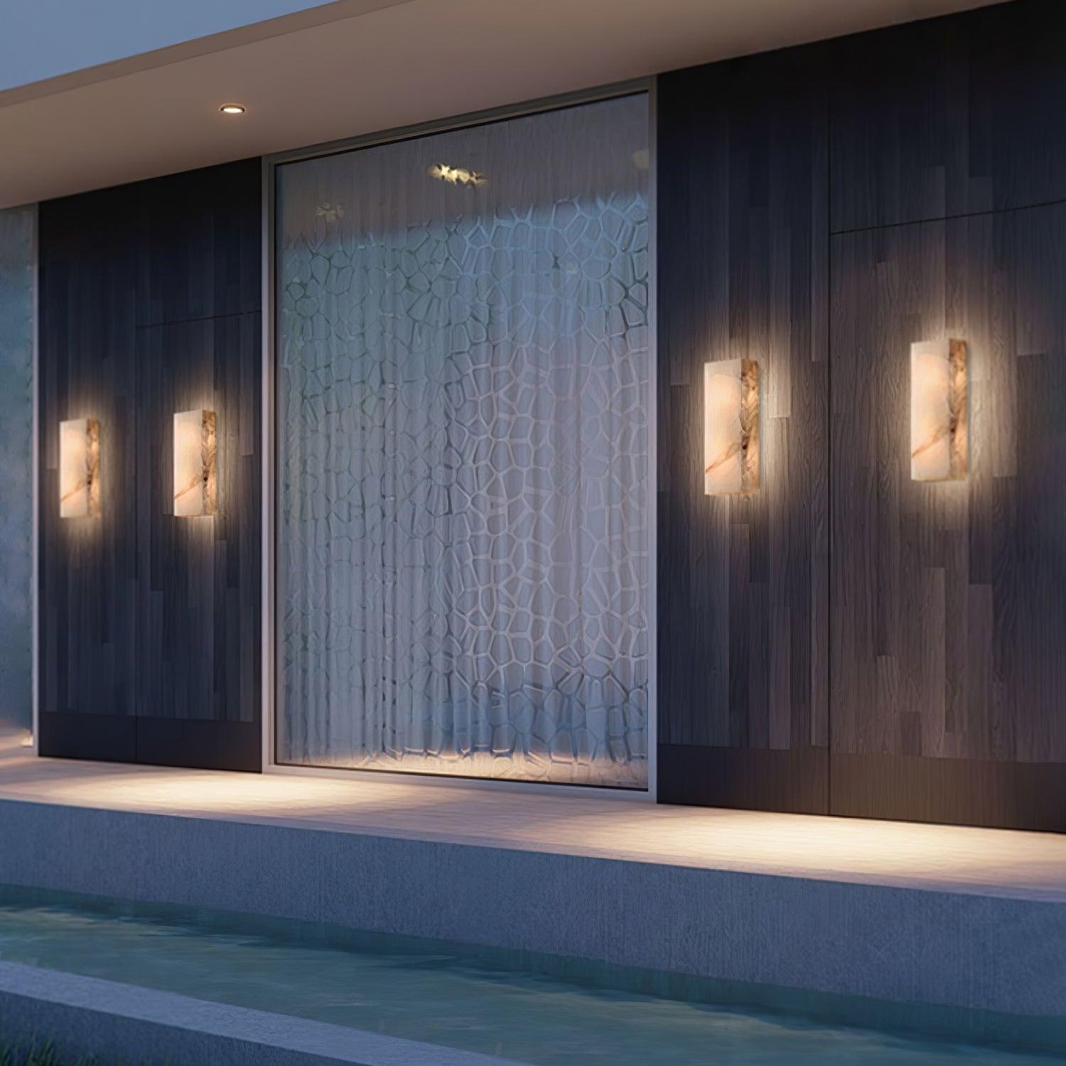 Rectangular Natural Alabaster Wall Sconce LED Light for Modern Interior and Exterior Decor