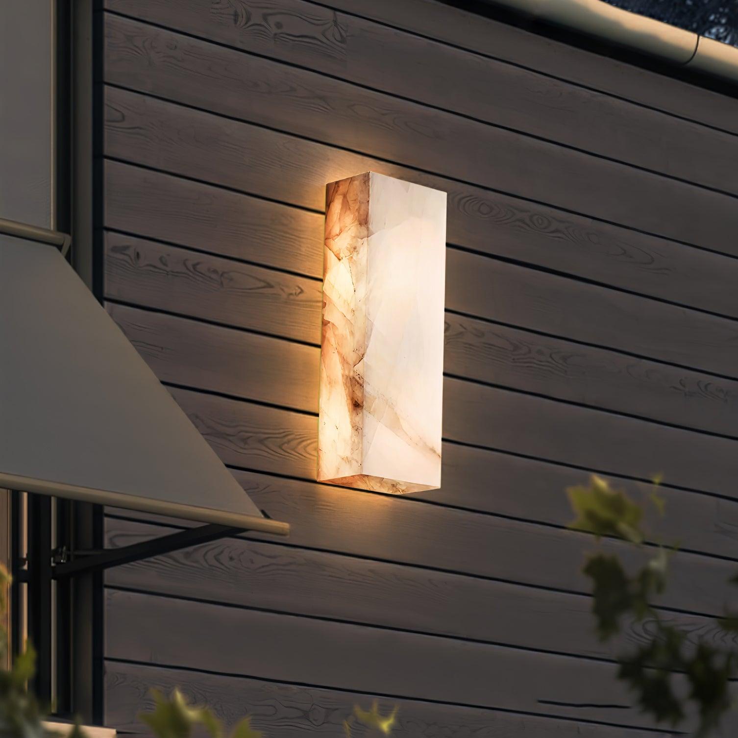 Rectangular Natural Alabaster Wall Sconce LED Light for Modern Interior and Exterior Decor