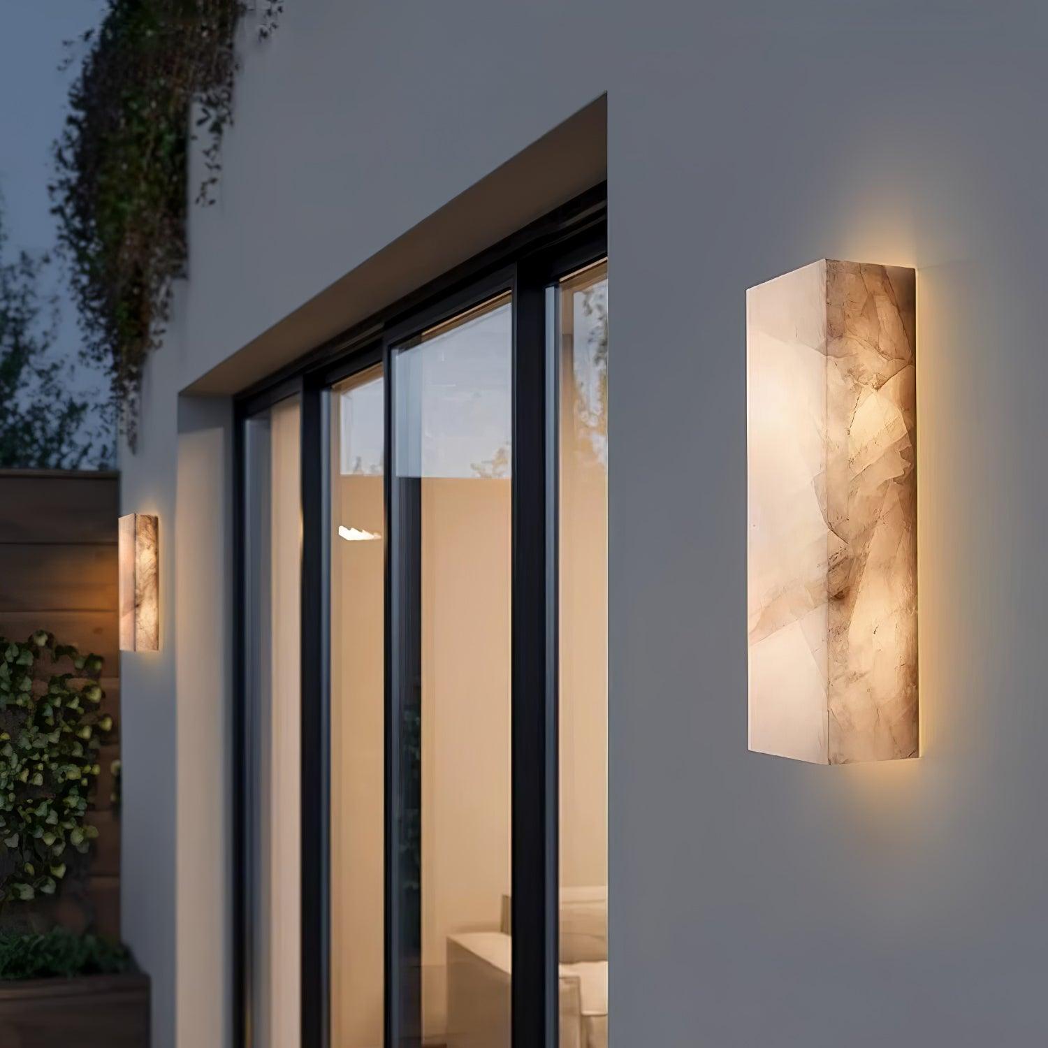 Rectangular Natural Alabaster Wall Sconce LED Light for Modern Interior and Exterior Decor