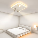Modern Rectangular Dimmable LED Flush Mount Ceiling Light with Rotatable Spotlights for Living Room
