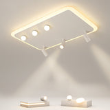 Modern Rectangular Dimmable LED Flush Mount Ceiling Light with Rotatable Spotlights for Living Room