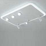 Modern Rectangular Dimmable LED Flush Mount Ceiling Light with Rotatable Spotlights for Living Room
