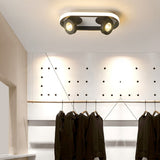 Modern Rectangular LED Ceiling Light with Dual Adjustable Spotlights for Kitchen Hallway and Porch