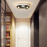 Modern Rectangular LED Ceiling Light with Dual Adjustable Spotlights for Kitchen Hallway and Porch