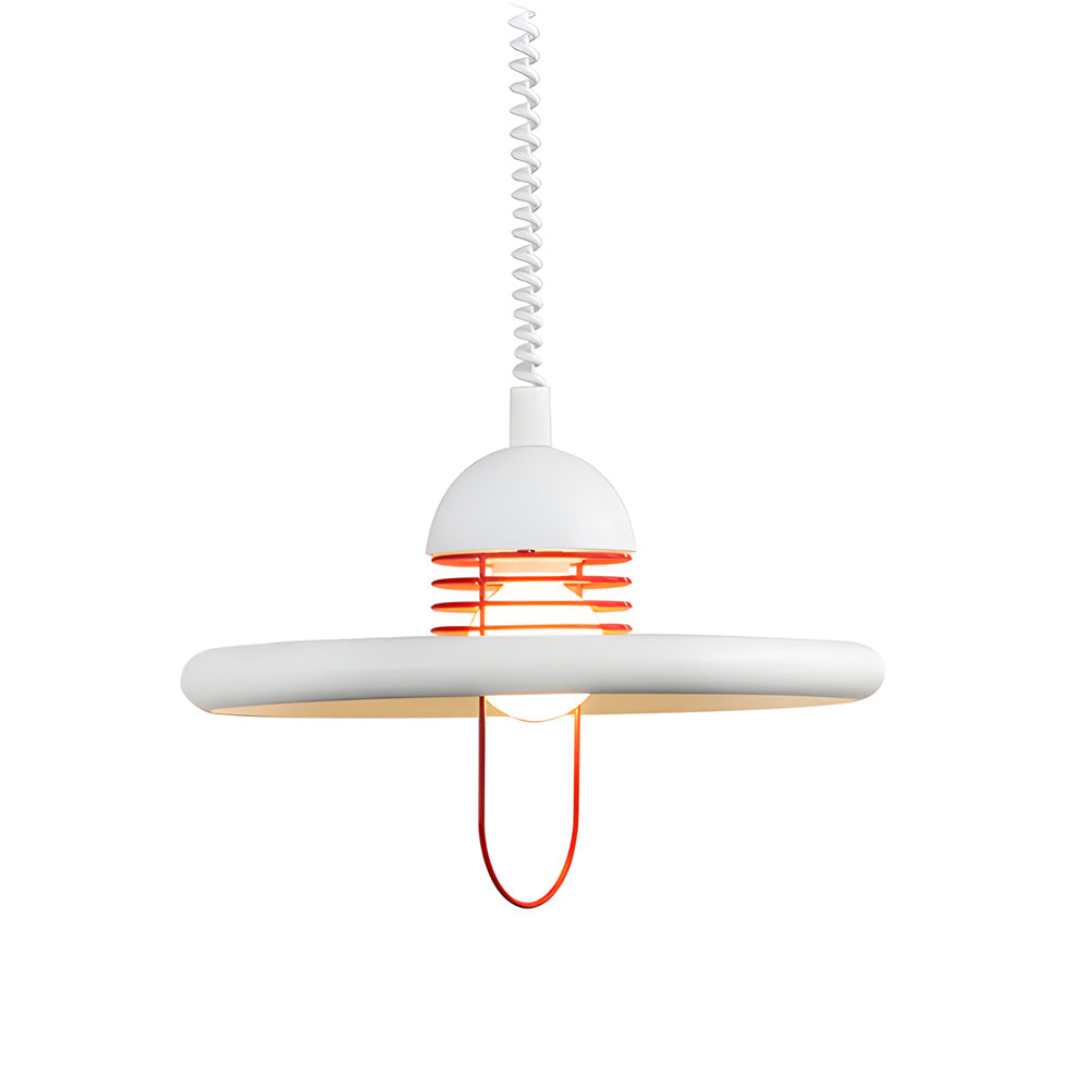 Red and White Modern LED Flying Saucer Pendant Light with 3 Step Color Dimming