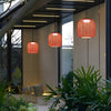 Red Rattan Outdoor Chandelier Waterproof LED Pendant Light for Garden and Patio
