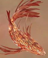 Red Wood Koi Swirl Pendant Light Large Modern Organic Shape LED Chandelier