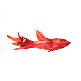 Red Wood Koi Swirl Pendant Light Large Modern Organic Shape LED Chandelier