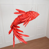 Red Wood Koi Swirl Pendant Light Large Modern Organic Shape LED Chandelier