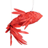Red Wood Koi Swirl Pendant Light Large Modern Organic Shape LED Chandelier