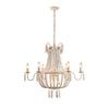Regas Farmhouse Wooden Bead Chandelier 9 Light Wash White Pendant Lighting for Dining Room