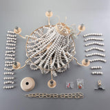 Regas Farmhouse Wooden Bead Chandelier 9 Light Wash White Pendant Lighting for Dining Room
