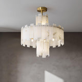 Regina Modern Alabaster Stone Chandelier with Brass Details and Piano Key Design