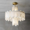 Regina Modern Alabaster Stone Chandelier with Brass Details and Piano Key Design
