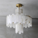 Regina Modern Alabaster Stone Chandelier with Brass Details and Piano Key Design