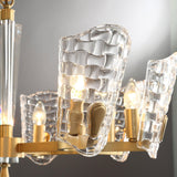 Renato Art Deco Brass Chandelier with Faceted Horn Glass Pendant Lighting for Modern Interiors