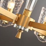 Renato Art Deco Brass Chandelier with Faceted Horn Glass Pendant Lighting for Modern Interiors