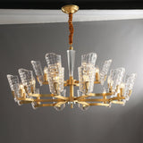 Renato Art Deco Brass Chandelier with Faceted Horn Glass Pendant Lighting for Modern Interiors
