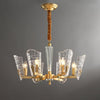 Renato Art Deco Brass Chandelier with Faceted Horn Glass Pendant Lighting for Modern Interiors