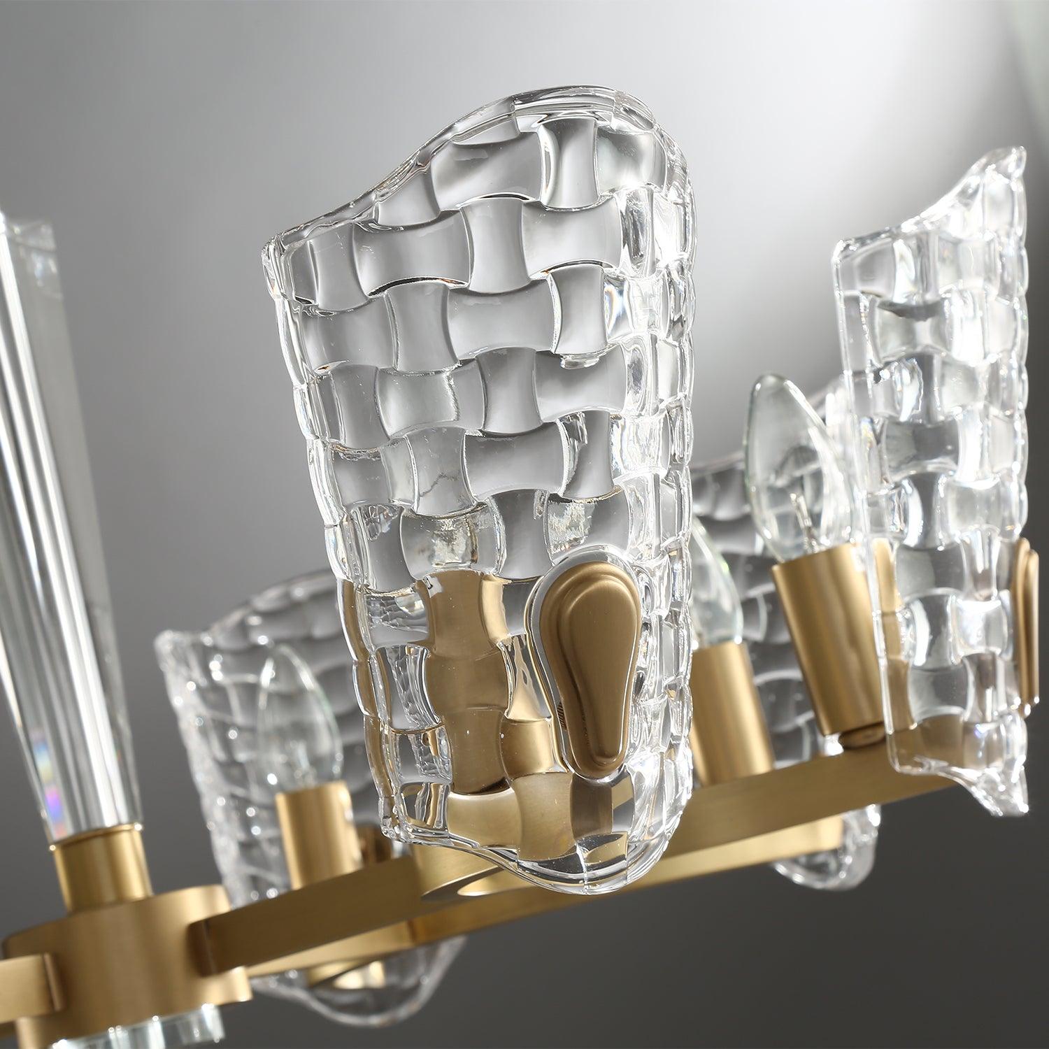 Renato Art Deco Brass Chandelier with Faceted Horn Glass Pendant Lighting for Modern Interiors