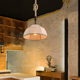 Retro American Style Linen Fabric Pendant Light Rustic Hemp Rope Chandelier for Dining Room