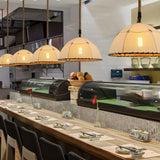 Retro American Style Linen Fabric Pendant Light Rustic Hemp Rope Chandelier for Dining Room