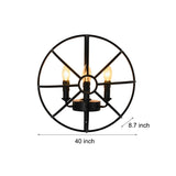 Retro Black Hemispherical Iron Wall Sconce Industrial 3 Light Candlelight Fixture