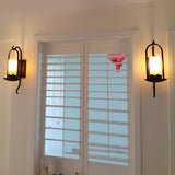 Retro Black Iron Candlestick LED Wall Sconce Vintage American Style Hallway Lighting
