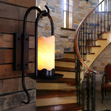 Retro Black Iron Candlestick LED Wall Sconce Vintage American Style Hallway Lighting