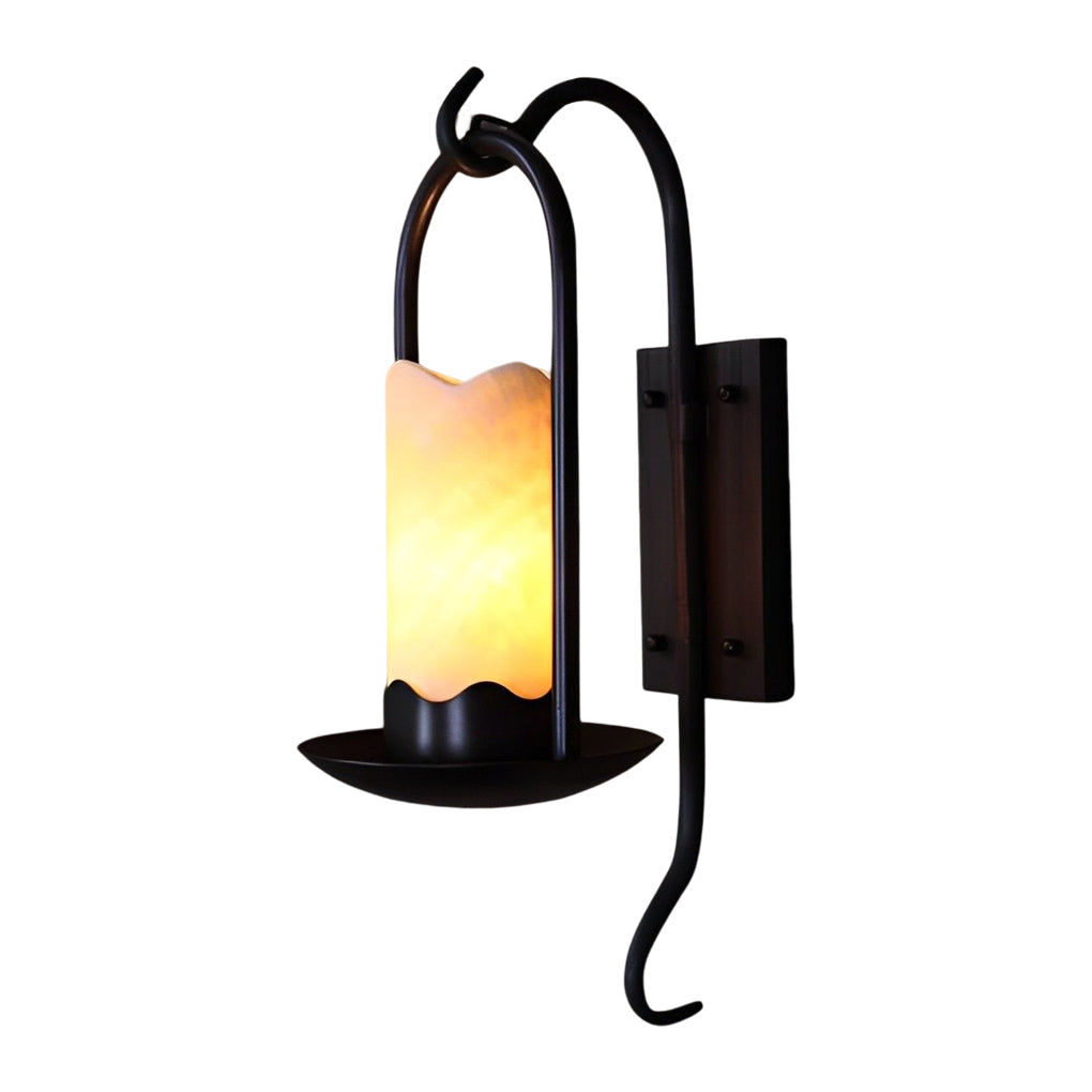 Retro Black Iron Candlestick LED Wall Sconce Vintage American Style Hallway Lighting