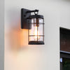 Retro Black Outdoor Wall Sconce Waterproof Iron and Bubble Glass Exterior Lantern for Porch and Patio