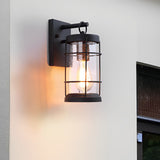 Retro Black Outdoor Wall Sconce Waterproof Iron and Bubble Glass Exterior Lantern for Porch and Patio
