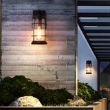 Retro Black Outdoor Wall Sconce Waterproof Iron and Bubble Glass Exterior Lantern for Porch and Patio