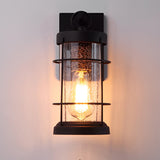 Retro Black Outdoor Wall Sconce Waterproof Iron and Bubble Glass Exterior Lantern for Porch and Patio