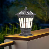 Retro Brown Aluminum Outdoor Solar Post Cap Light Waterproof LED Pillar Lamp for Fence and Garden