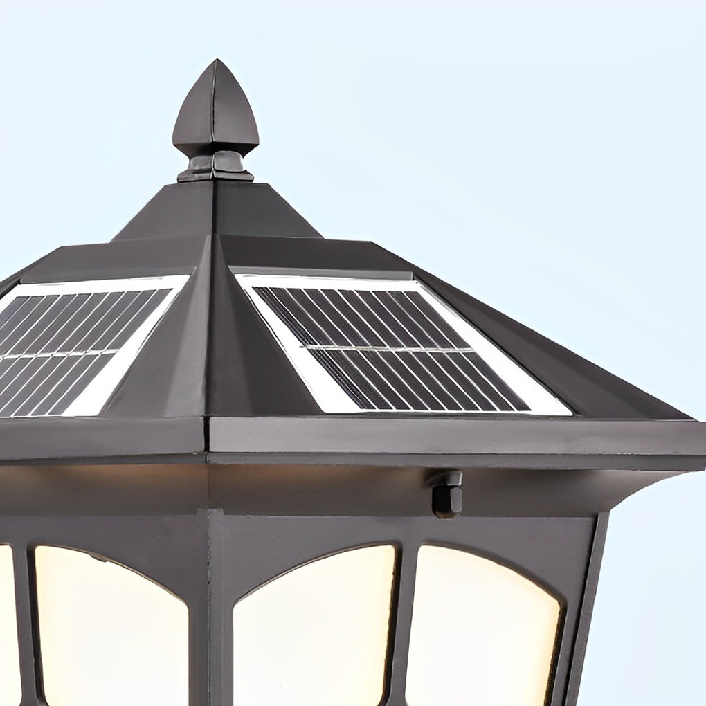 Retro Brown Aluminum Outdoor Solar Post Cap Light Waterproof LED Pillar Lamp for Fence and Garden