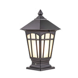 Retro Brown Aluminum Outdoor Solar Post Cap Light Waterproof LED Pillar Lamp for Fence and Garden