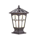 Retro Brown Aluminum Outdoor Solar Post Cap Light Waterproof LED Pillar Lamp for Fence and Garden