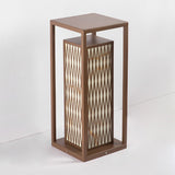 Retro Brown Asian Style Waterproof Outdoor Landscape Lantern Stainless Steel Courtyard Pillar Light