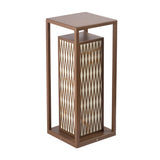 Retro Brown Asian Style Waterproof Outdoor Landscape Lantern Stainless Steel Courtyard Pillar Light