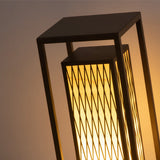 Retro Brown Asian Style Waterproof Outdoor Landscape Lantern Stainless Steel Courtyard Pillar Light