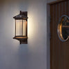 Retro Brown Solar Outdoor Wall Sconce with Striped Glass Shade for Garden Decor