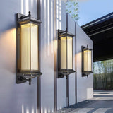 Retro Brown Solar Outdoor Wall Sconce with Striped Glass Shade for Garden Decor