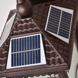 Retro Brown Solar Outdoor Wall Sconce with Striped Glass Shade for Garden Decor