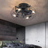 Industrial Cage Ceiling Fan with Light and Remote Control 18 Inch Retro Flush Mount Fan Light